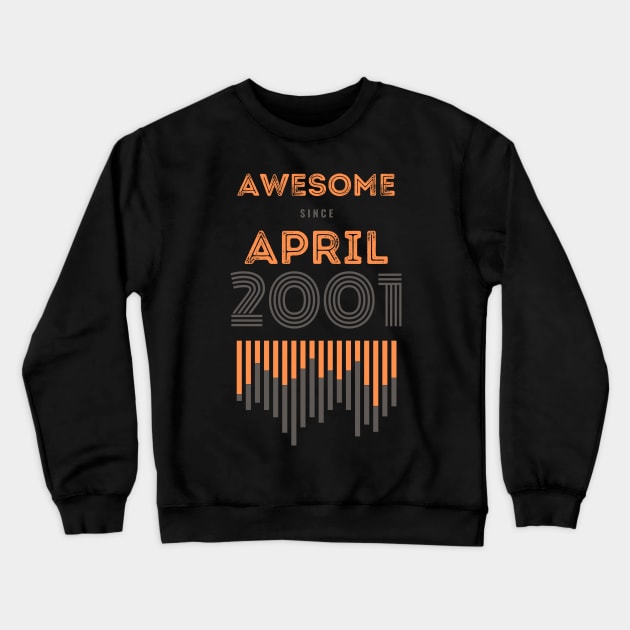 Awesome Since April 2001, 20 years old, 20th Birthday Gift Crewneck Sweatshirt by LifeSimpliCity